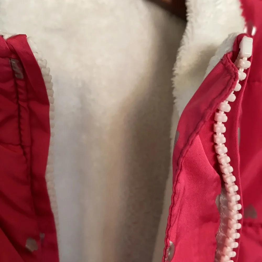 Pink with Silver Hearts and Soft White Lining. Gymboree Puff Vest